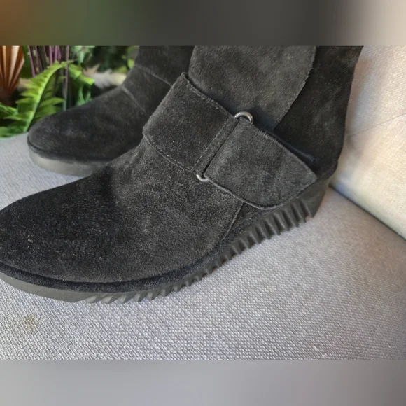 Fly London Labe Women’s Ankle Boots Black Faux Leather/Suede Wedge Size 37(6.5) - Picture 7 of 9